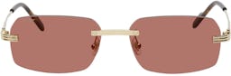 Gold & Red Rimless Sunglasses: image 1