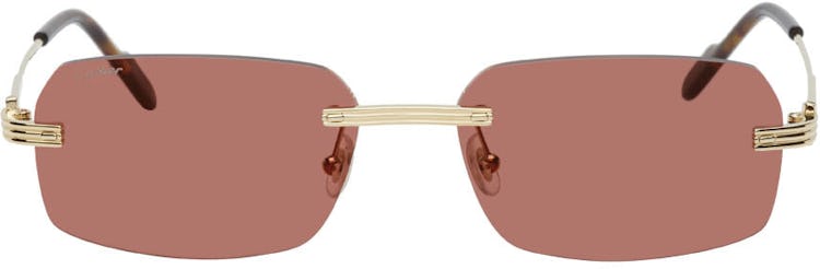 Gold & Red Rimless Sunglasses: image 1