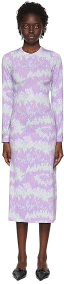 Purple Polyester Mid-Length Dress: image 1