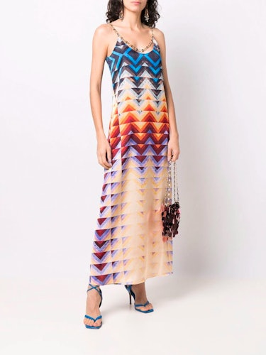 Chain-Embellished Printed Crepe Maxi Dress: additional image