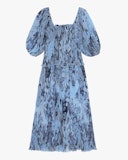 Puff-Sleeve Square-Neck Midi Dress: image 1