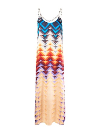 Chain-Embellished Printed Crepe Maxi Dress: image 1