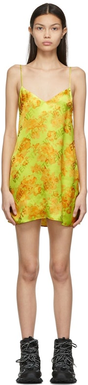 Yellow Acid Flower Slip Dress: image 1