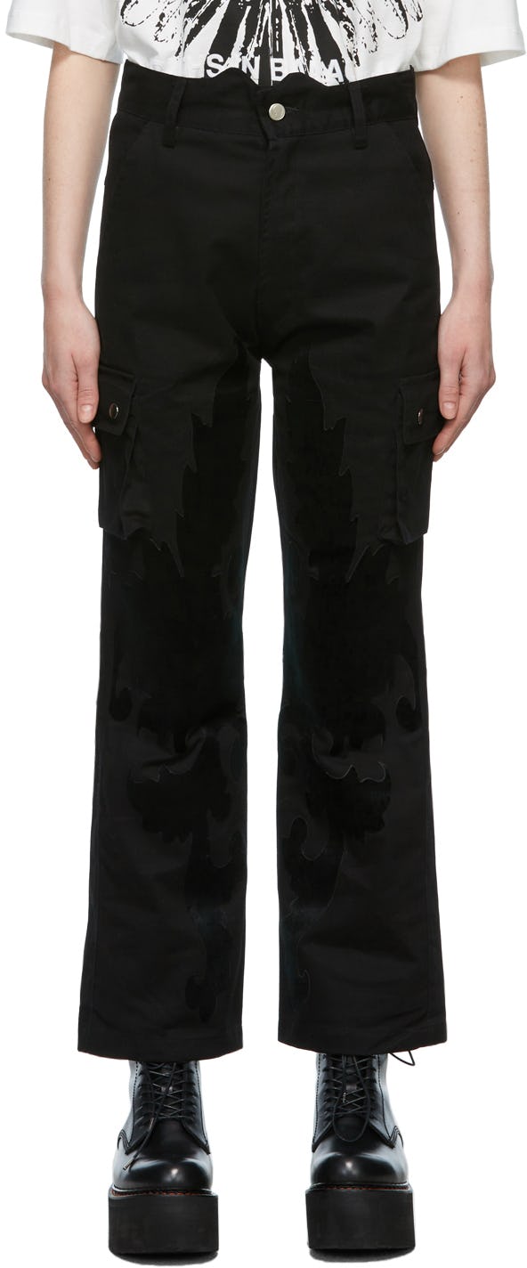 Black Patch Cargo Pants: image 1