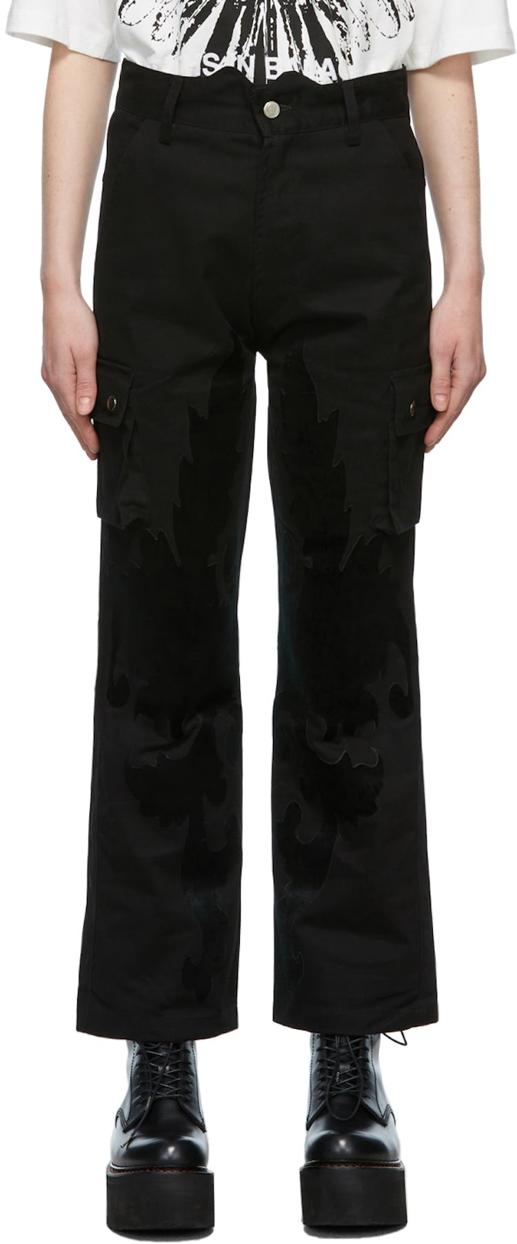 Black Patch Cargo Pants: image 1