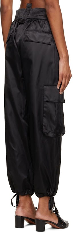 Black Satin Cargo Trousers: additional image