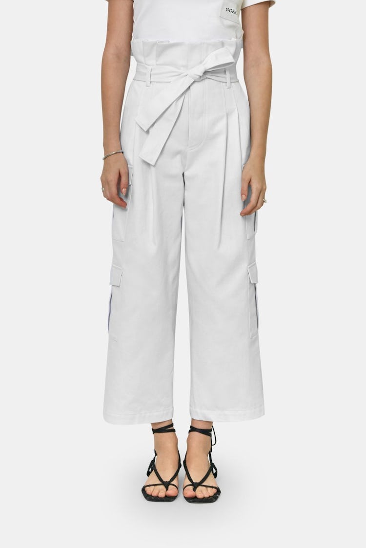 Belted Cotton Paperbag Pants: additional image