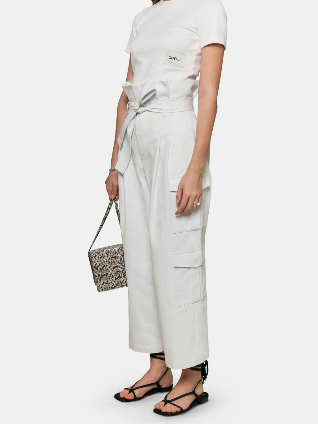 Belted Cotton Paperbag Pants: additional image