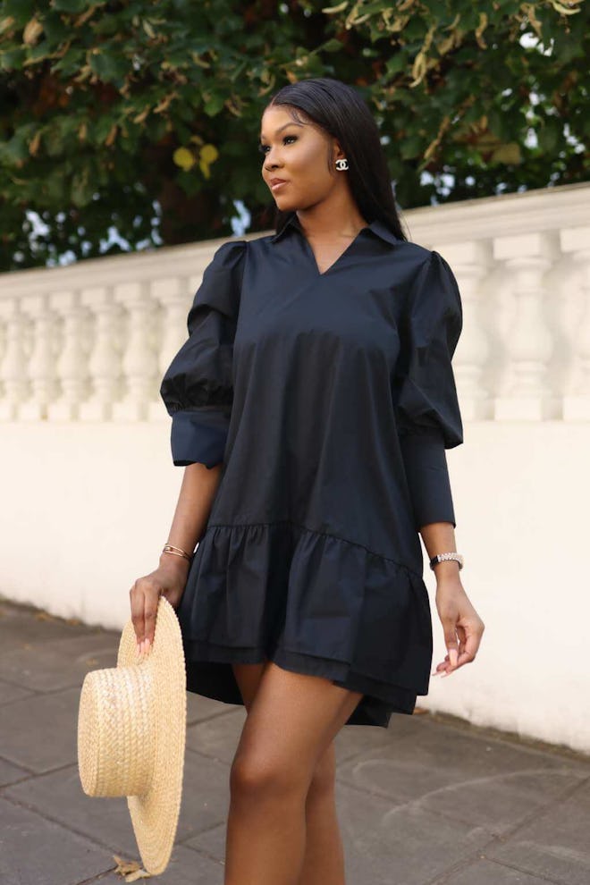 Black Poplin Dress Hem Drop: image 1