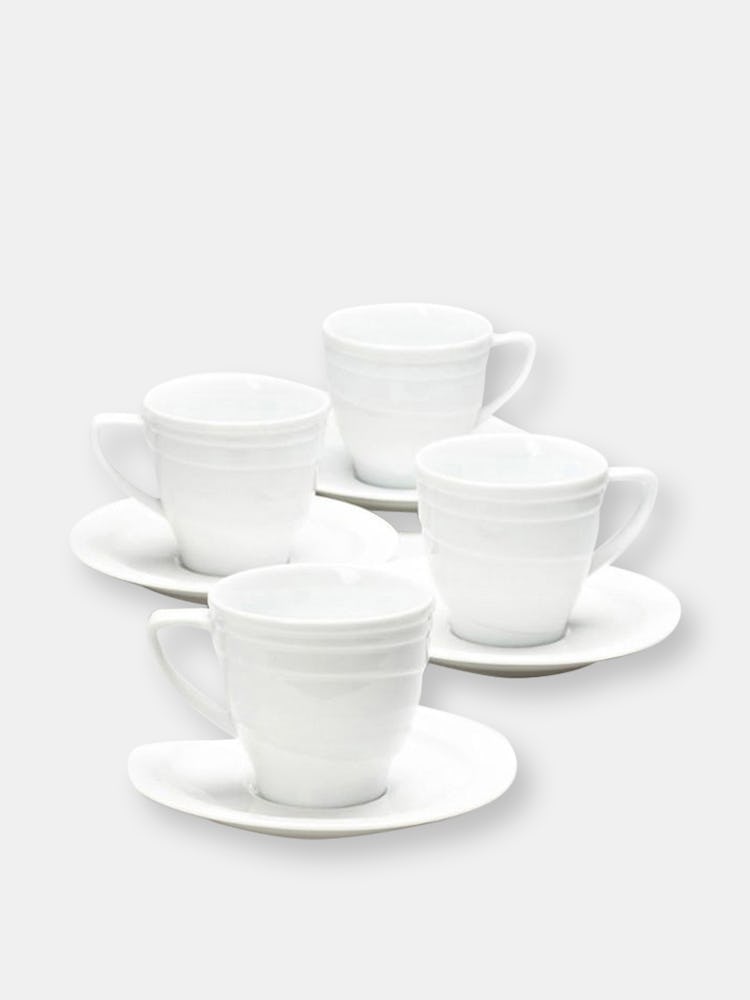 BergHOFF Elan 8.6oz Porcelain Tea Cup and Saucer, Set of 4: image 1