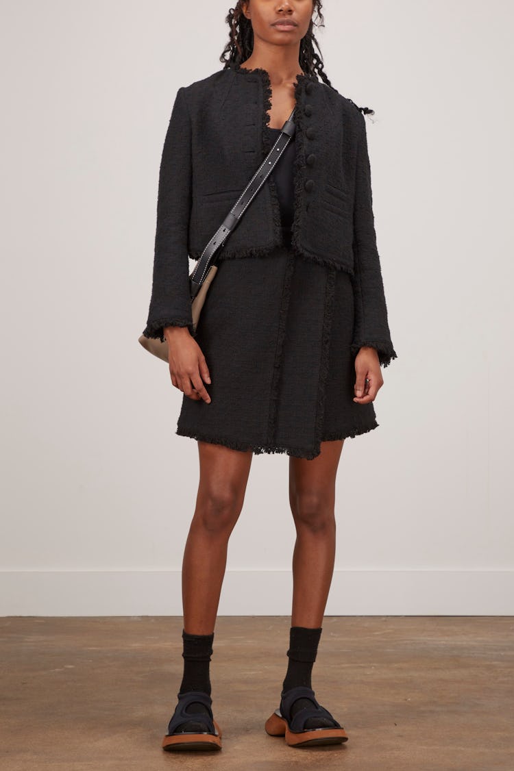 Cropped Tweed Jacket in Black: additional image