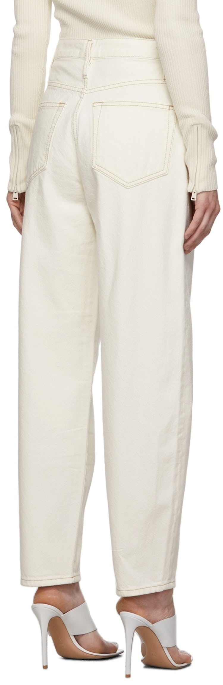 White Ultra High Rise Barrel Jeans: additional image