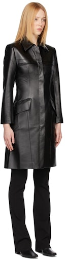 Black Faux-Leather Pisa Trench Coat: additional image