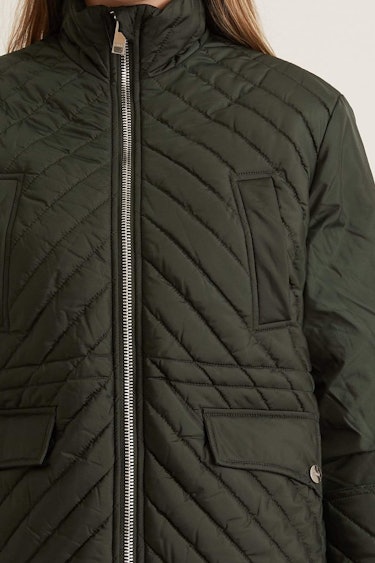 Recycled Ripstop Quilted Jacket in Dark Green: image 1