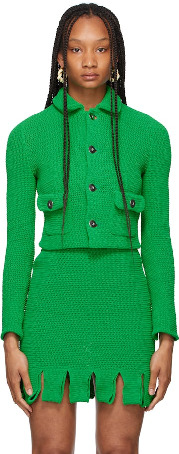 Green Racked Mesh Jacket: image 1