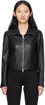 Black Zip Leather Jacket: image 1