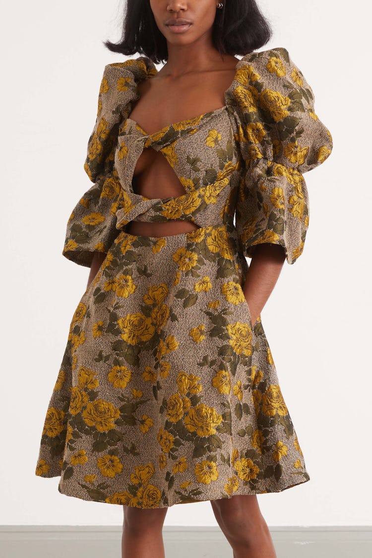 Jovie Dress in Yellow Grey/Green Floral: additional image