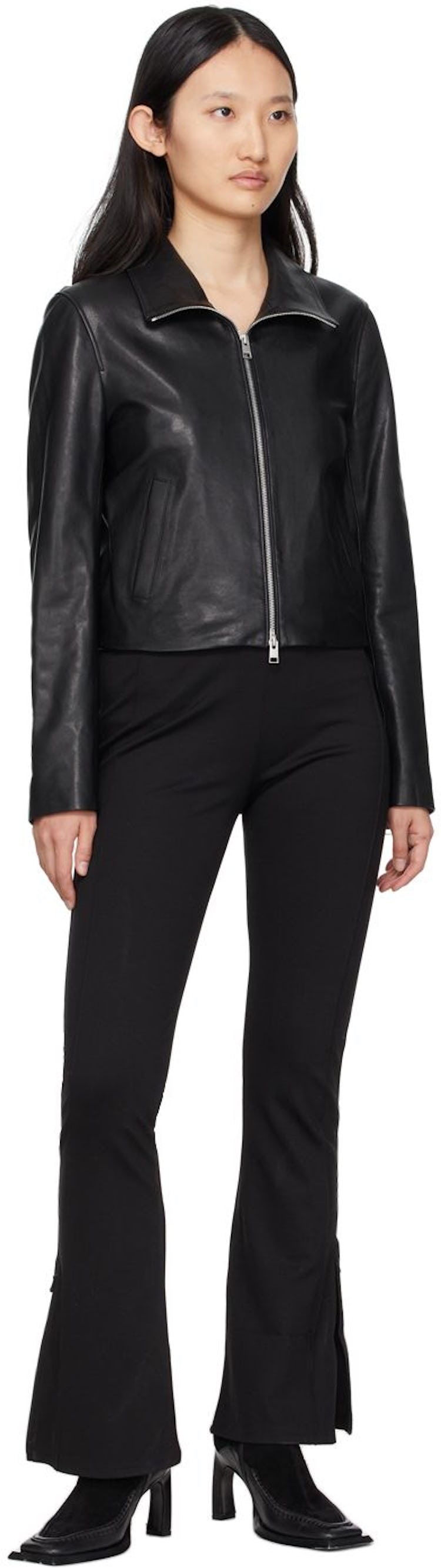 Black Zip Leather Jacket: additional image