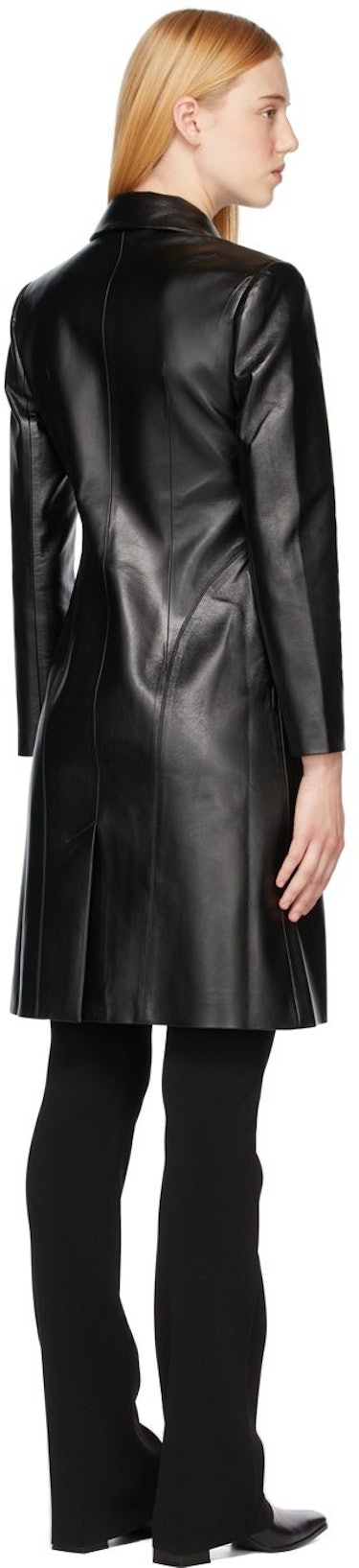 Black Faux-Leather Pisa Trench Coat: additional image