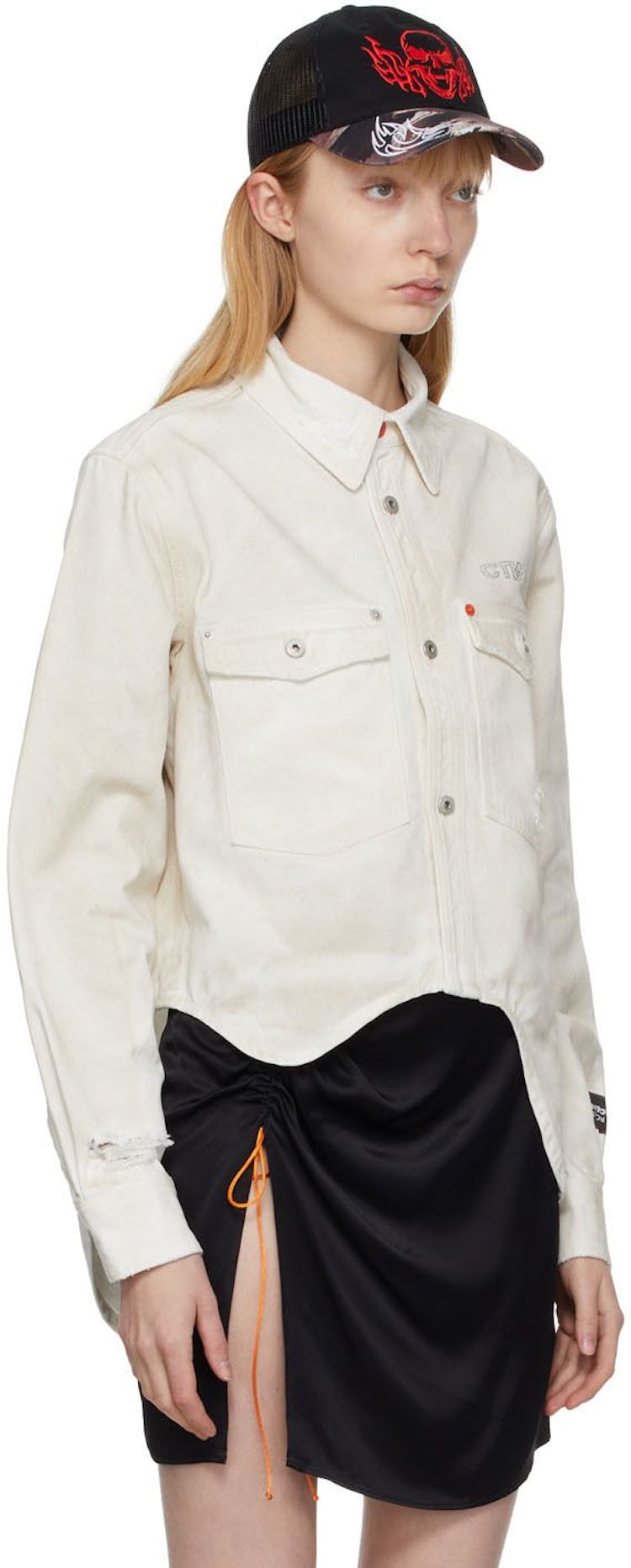 Beige Strass Denim Wave Jacket: image 1