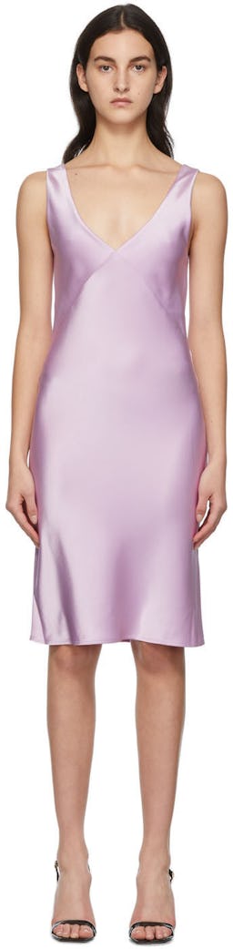 Purple Satin SJP Slip Dress: image 1