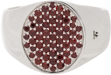 SSENSE Exclusive Silver Birthstone Garnet Ring: image 1