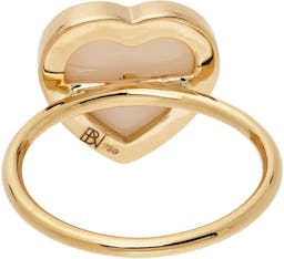 Gold & Pink Single Puff Heart Ring: additional image