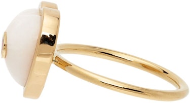 Gold & Pink Single Puff Heart Ring: additional image