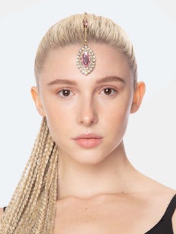 Pink Rhinestone Hair Jewel with Bobby Pin: image 1