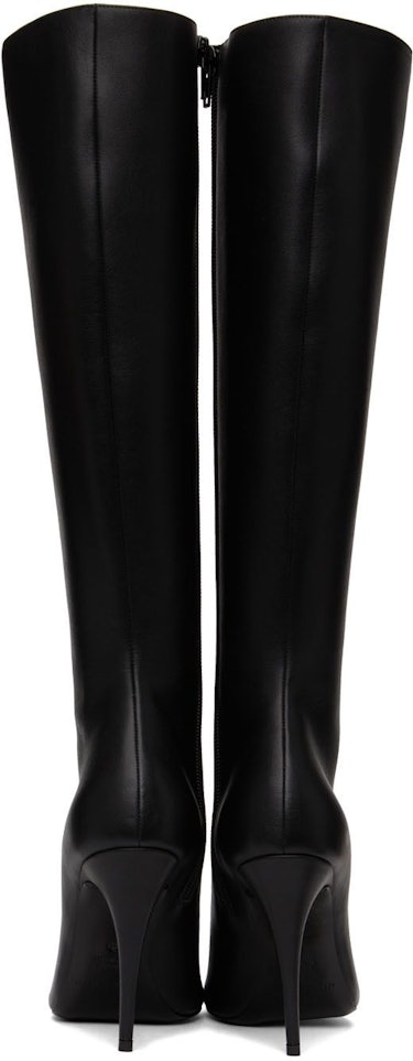 Black Leather Pointed Tall Boots: additional image