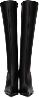 Black Leather Pointed Tall Boots: image 1