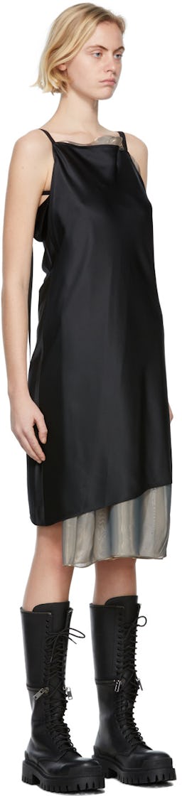 Black Silk Satin Slip Dress: additional image