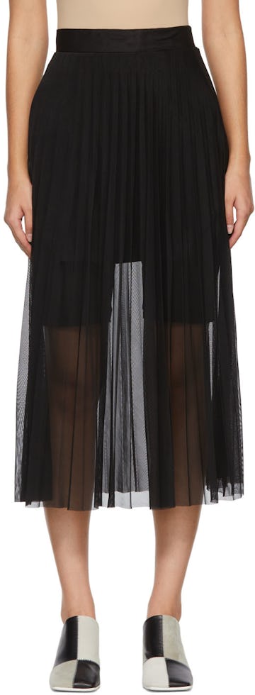 Black Polyester Midi Skirt: image 1