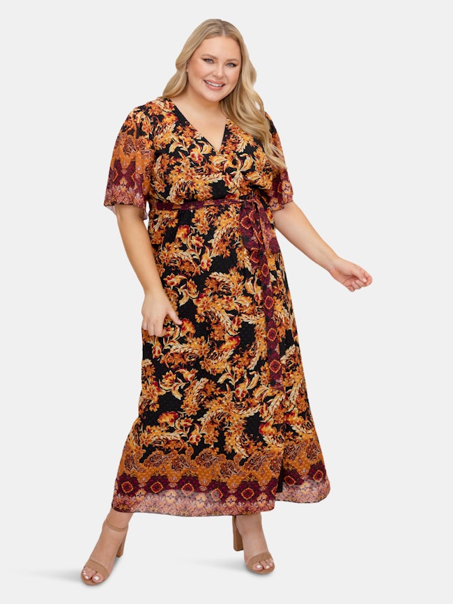 Flutter Sleeve Wrap Maxi Dress: additional image