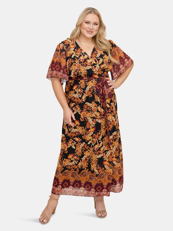 Flutter Sleeve Wrap Maxi Dress: image 1