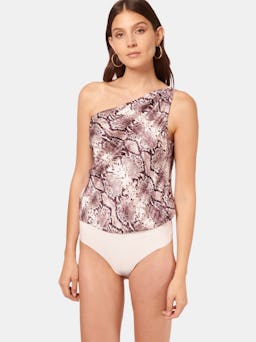 Darby Bodysuit in Berry Snake print: additional image