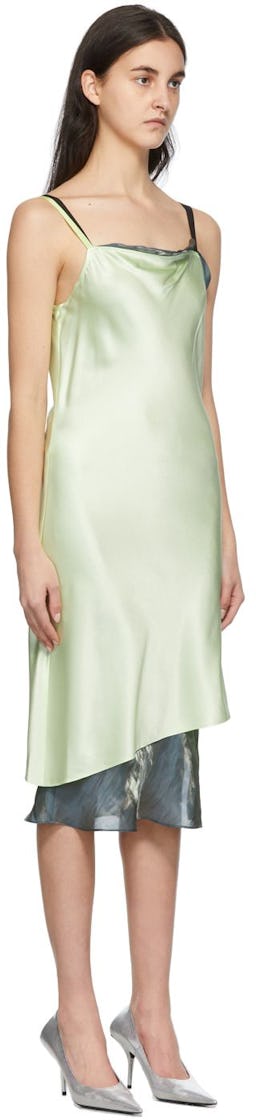 Green Stretch Silk Satin Slip Dress: additional image