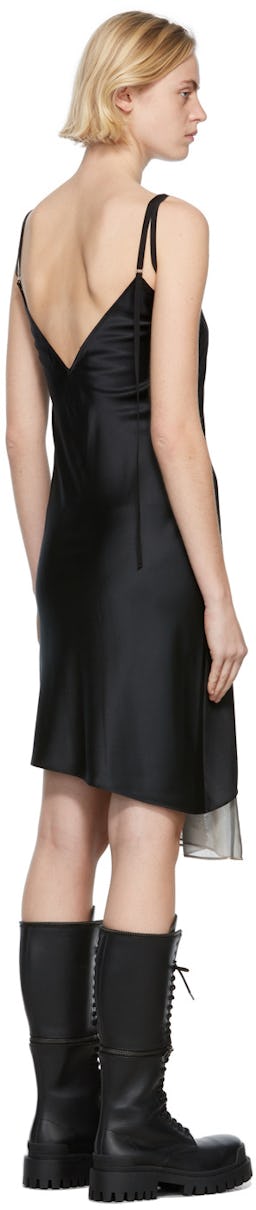 Black Silk Satin Slip Dress: additional image