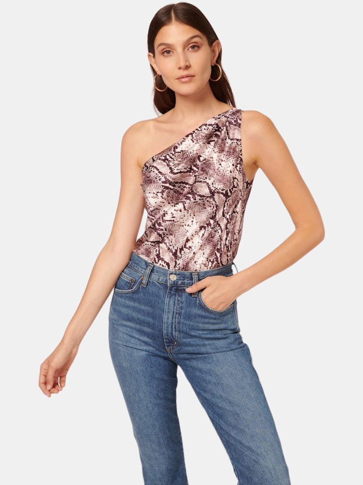 Darby Bodysuit in Berry Snake print: additional image