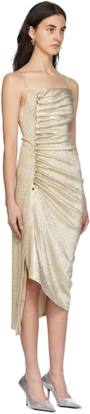Gold Side Buttoned Midi Dress: additional image