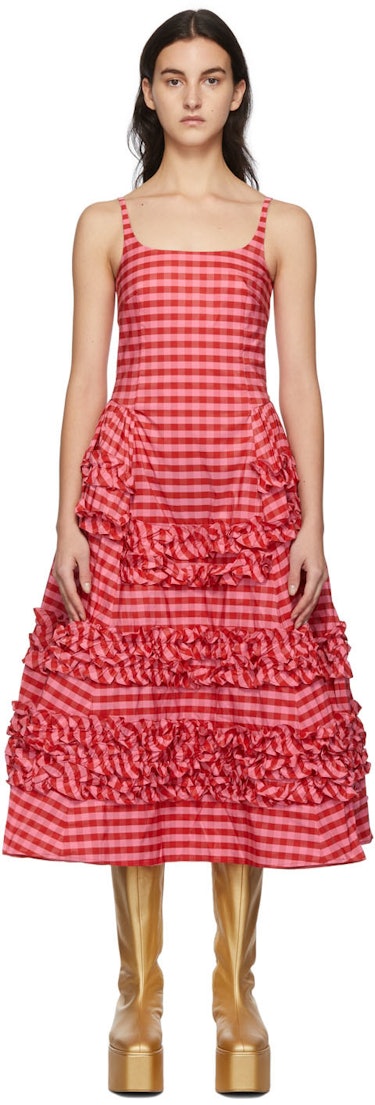 Pink & Red Ruby Frilled Dress: image 1