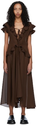 Brown Polyester Midi Dress: image 1