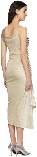 Gold Side Buttoned Midi Dress: additional image