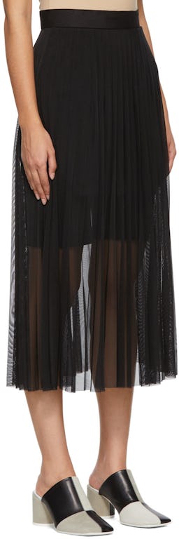 Black Polyester Midi Skirt: additional image