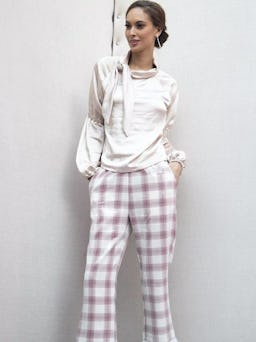 Brenda Feathered Plaid Pants: additional image