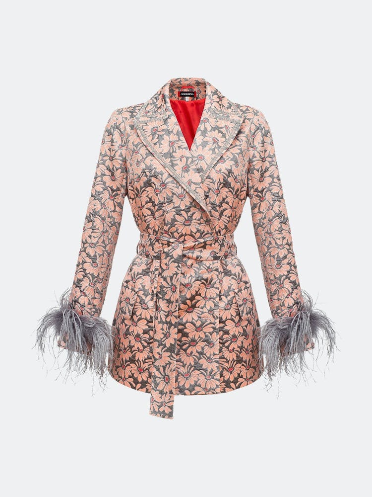 Grey Jacqueline Jacket №22 With Detachable Feather Cuffs: image 1