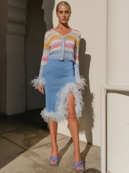 California Handmade Knit Sweater With Feathers: additional image