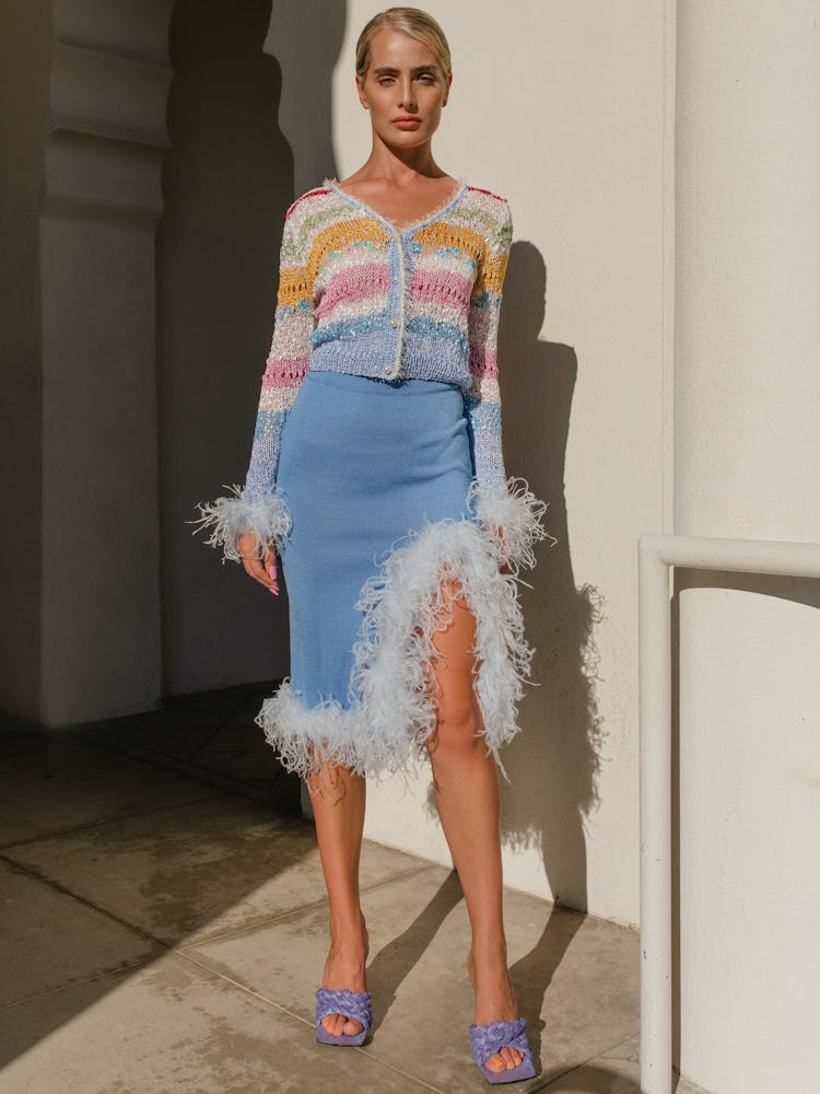 California Handmade Knit Sweater With Feathers: additional image