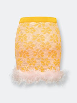 Mini Yellow Knit Skirt with feather details: additional image