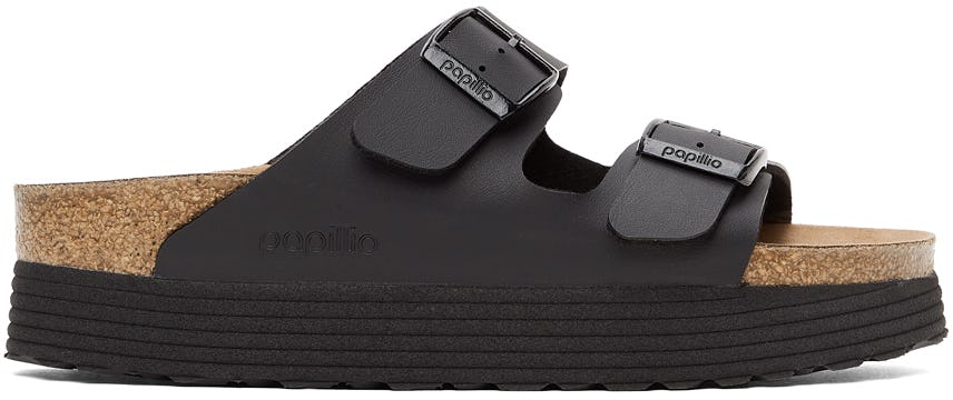 Black Papillio Birko-Flor Narrow Arizona Platform Sandals: image 1